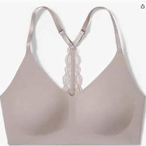 True & Co Mink Taupe True Body Triangle Lace Wireless Racerback Bra Size S